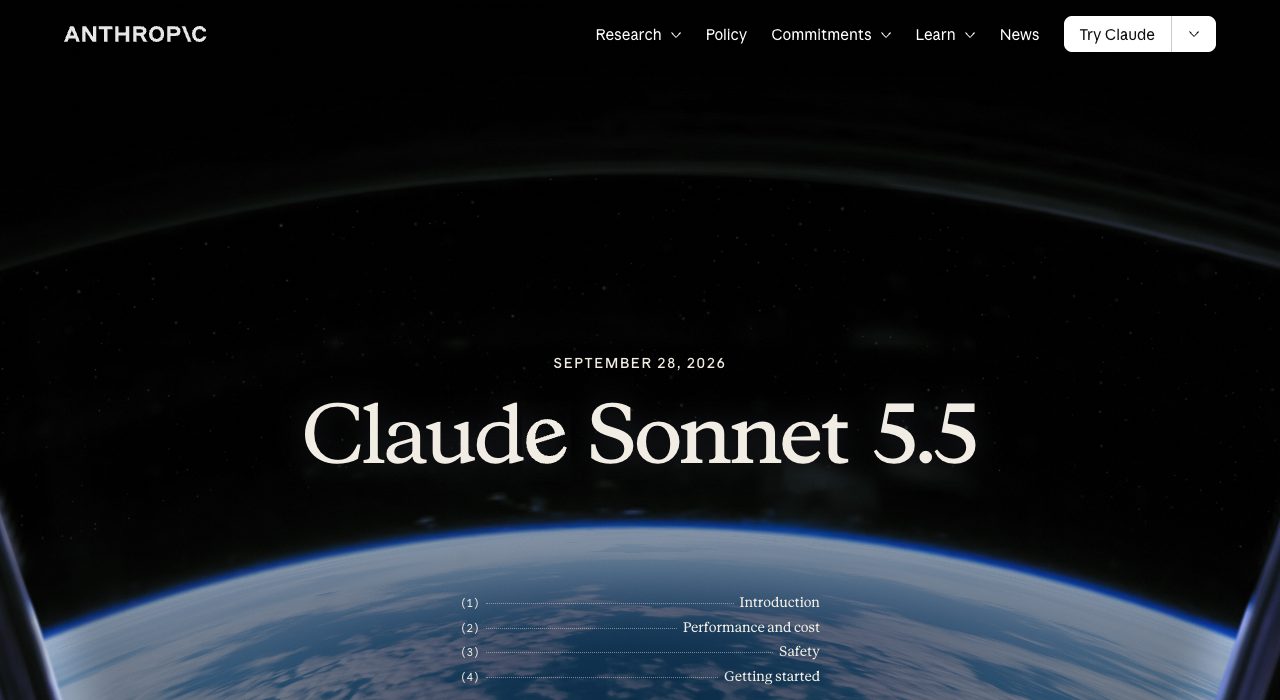 Anthropic Claude Sonnet 5.5 발표 페이지