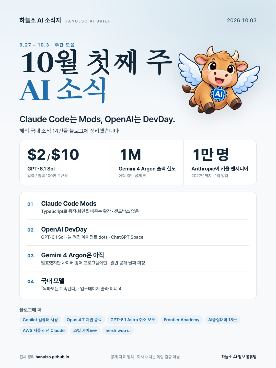 10월 첫째 주 하늘소 AI 소식지 요약 이미지