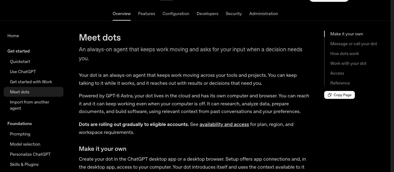 OpenAI 「Meet dots」 문서